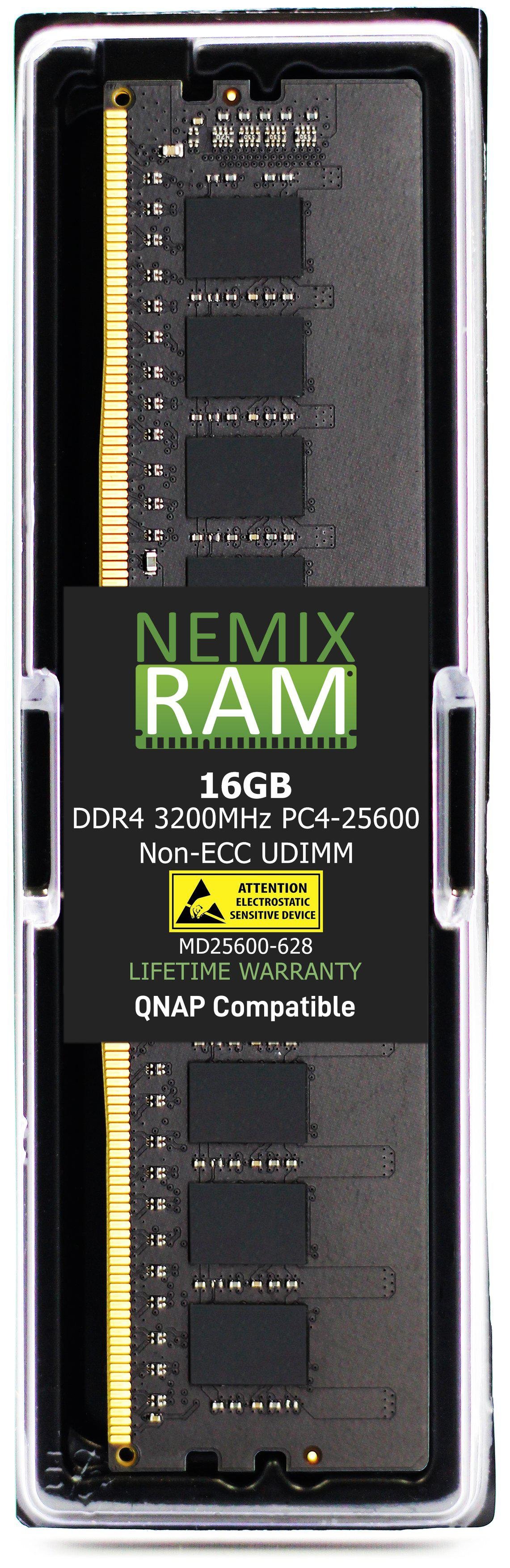 QNAP RAM-16GDR4T0-UD-3200 16GB DDR4 3200MHz PC4-25600 UDIMM 2Rx8 Compatible Memory