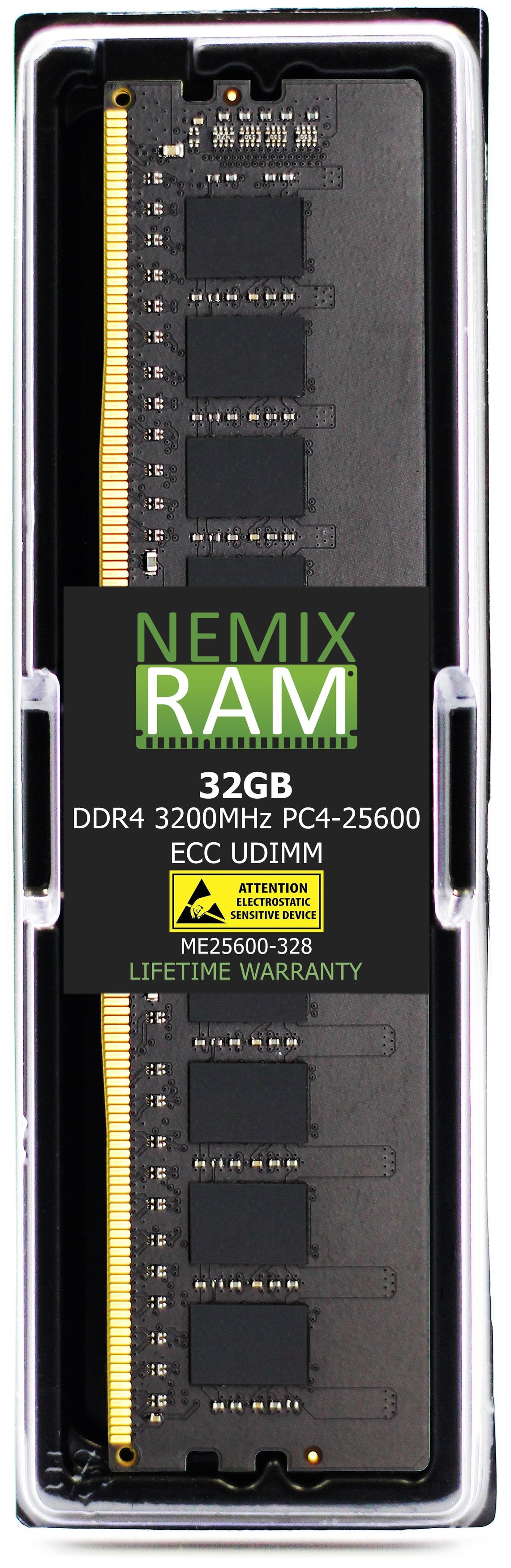 QNAP RAM-32GDR4ECT0-UD-3200 32GB DDR4 3200MHz PC4-25600 ECC UDIMM 2Rx8 Compatible Memory