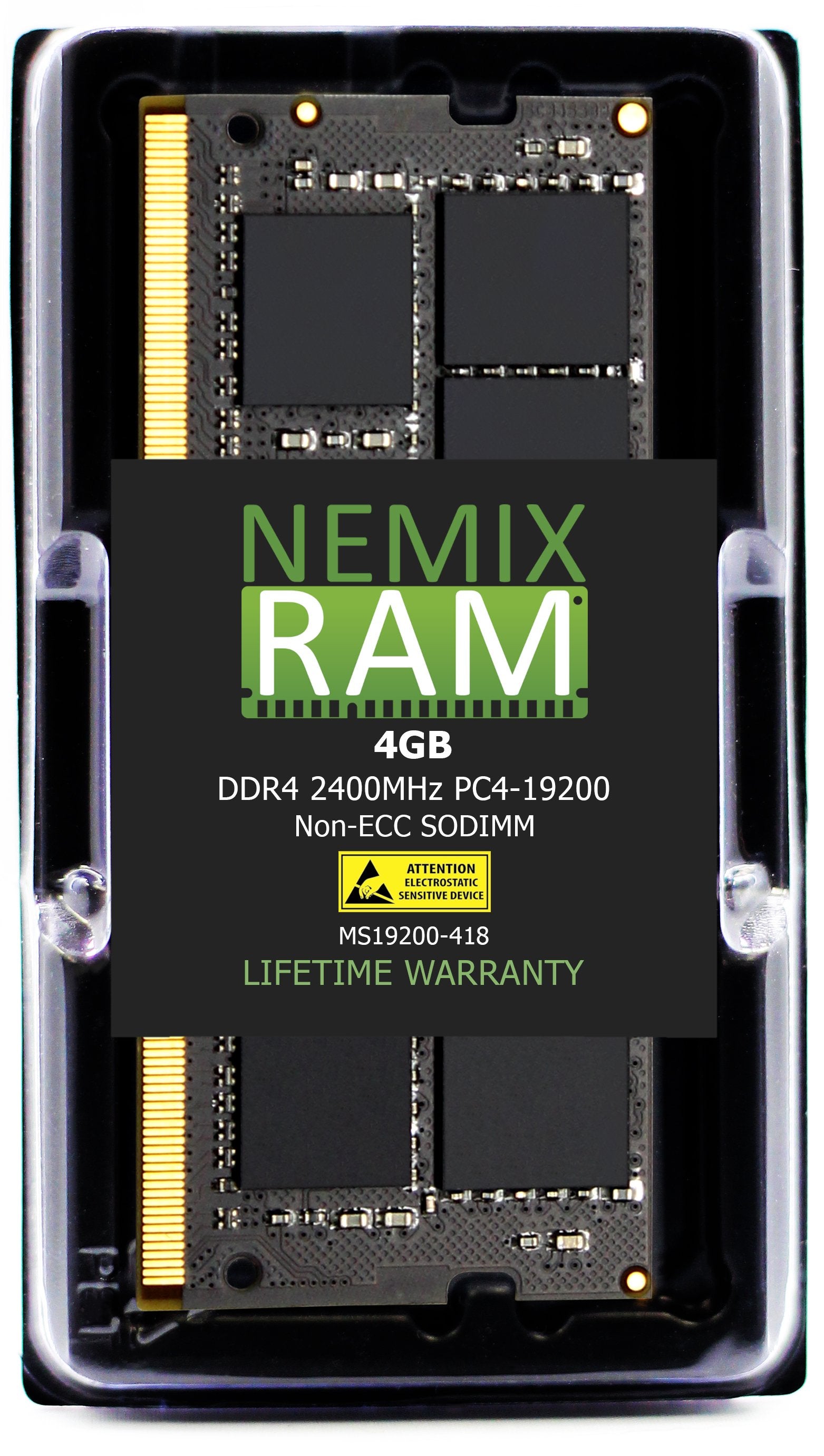 QNAP RAM-4GDR4A0-SO-2400 4GB DDR4 2400MHz PC4-19200 SODIMM 1Rx8 Compatible Memory
