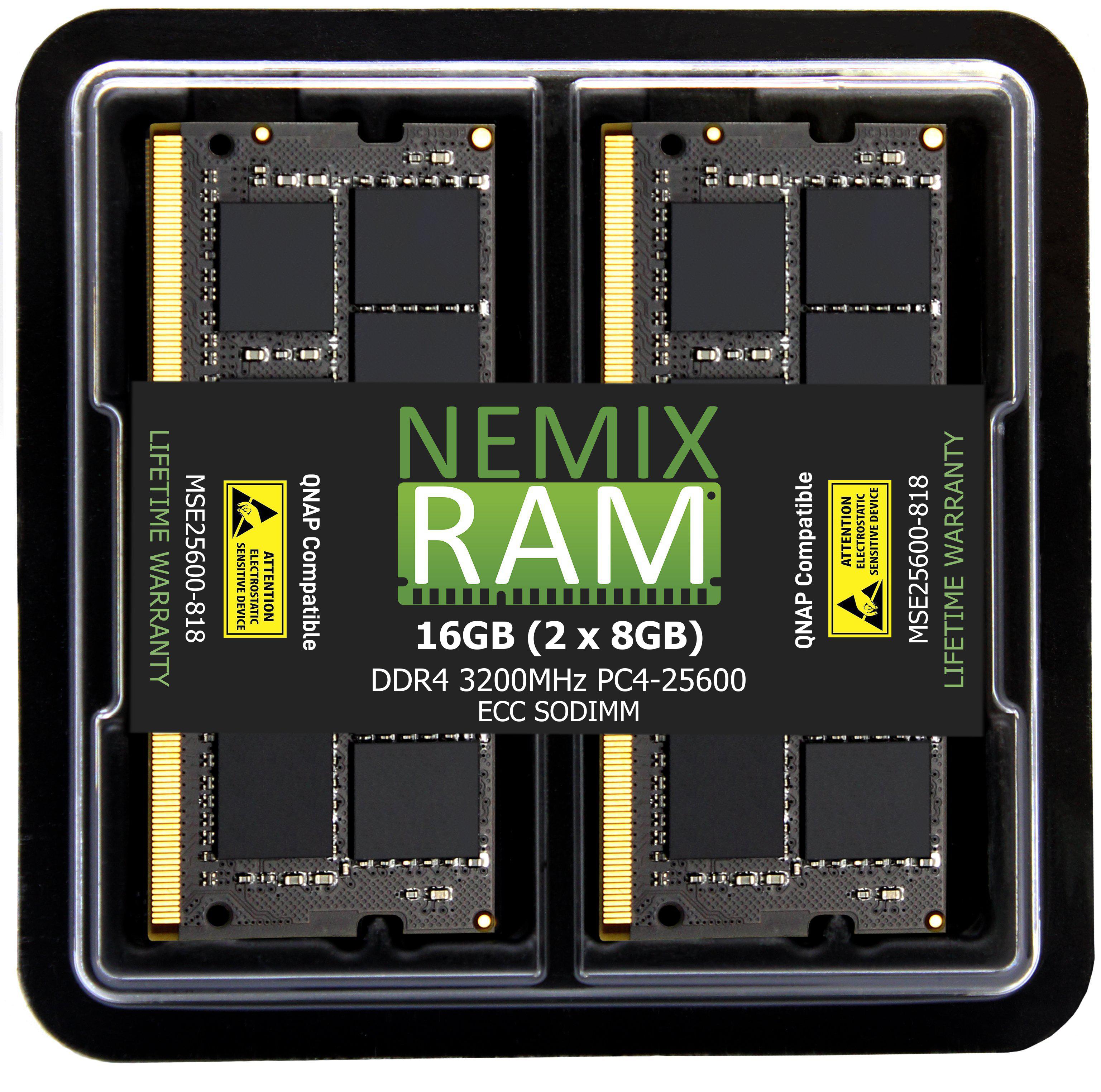 QNAP RAM-8GDR4ECK0-SO-3200 8GB DDR4 3200MHz PC4-25600 ECC SODIMM 1Rx8 Compatible Memory