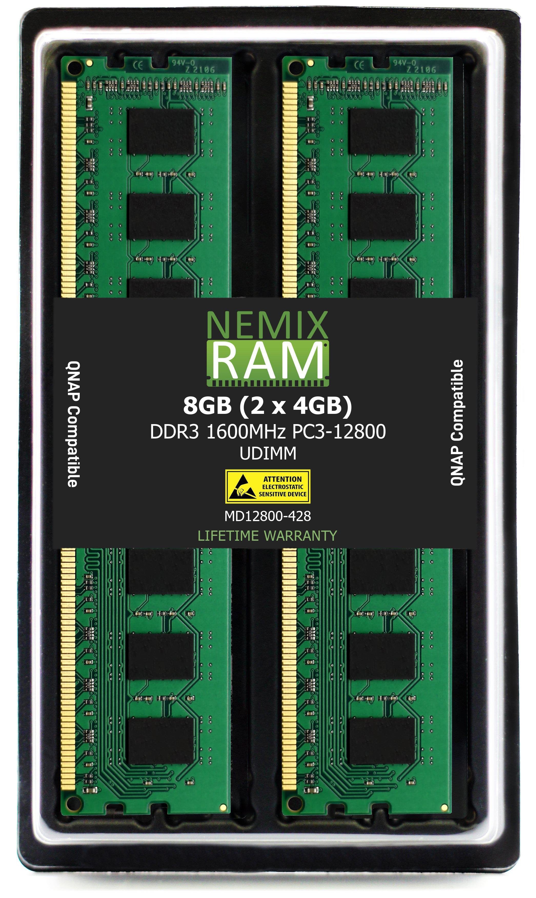 QNAP RAM-4GDR3-LD-1600 4GB DDR3 1600MHz PC3-12800 UDIMM 2Rx8 Compatible Memory