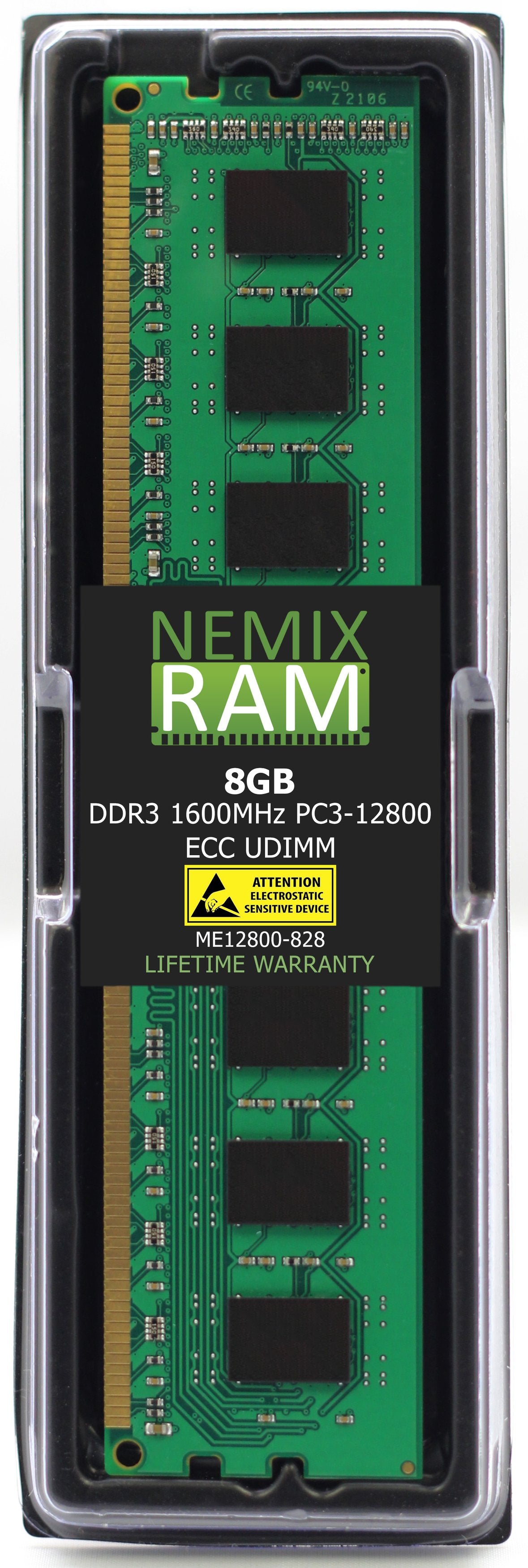 QNAP RAM-8GDR3EC-LD-1600 8GB DDR3 1600MHz PC3-12800 ECC UDIMM 2Rx8 Compatible Memory