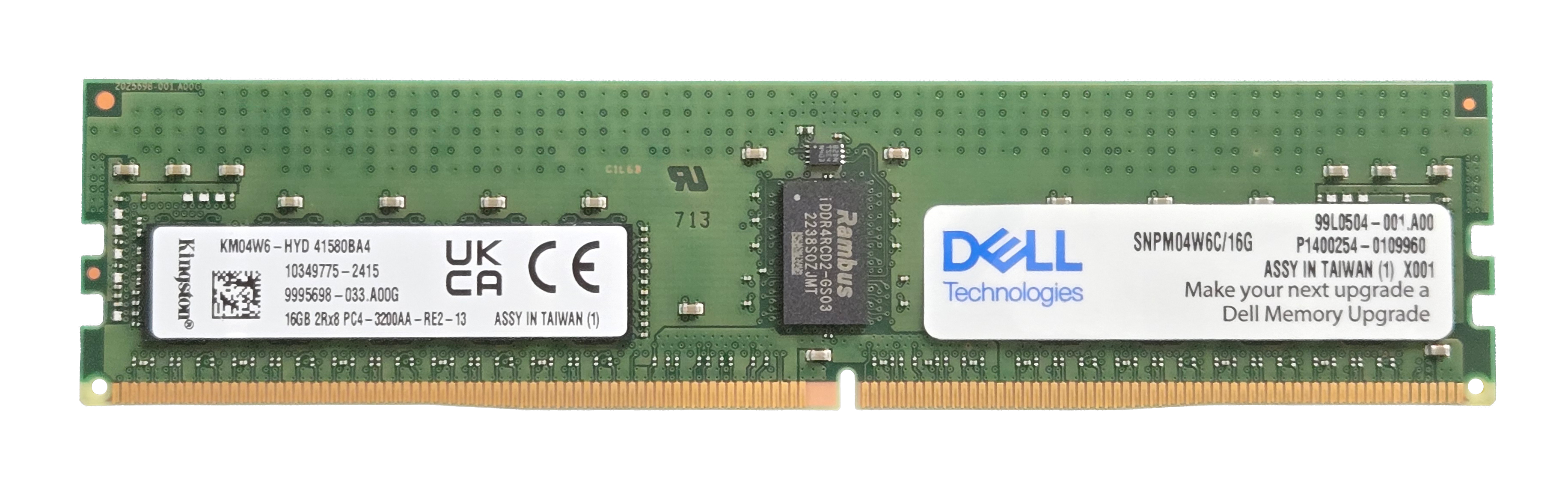 Original DELL SNPM04W6C/16G AA799064 / 99L0504-001 16GB 2Rx8 RDIMM Memory Upgrade