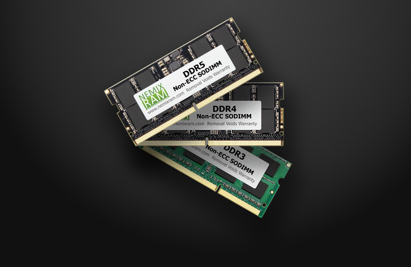 Non-ECC DDR3, DDR4, & DDR5 SODIMMs
