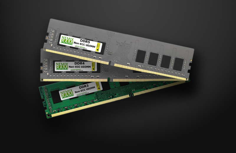 Non-ECC DDR3, DDR4, and DDR5 UDIMMs