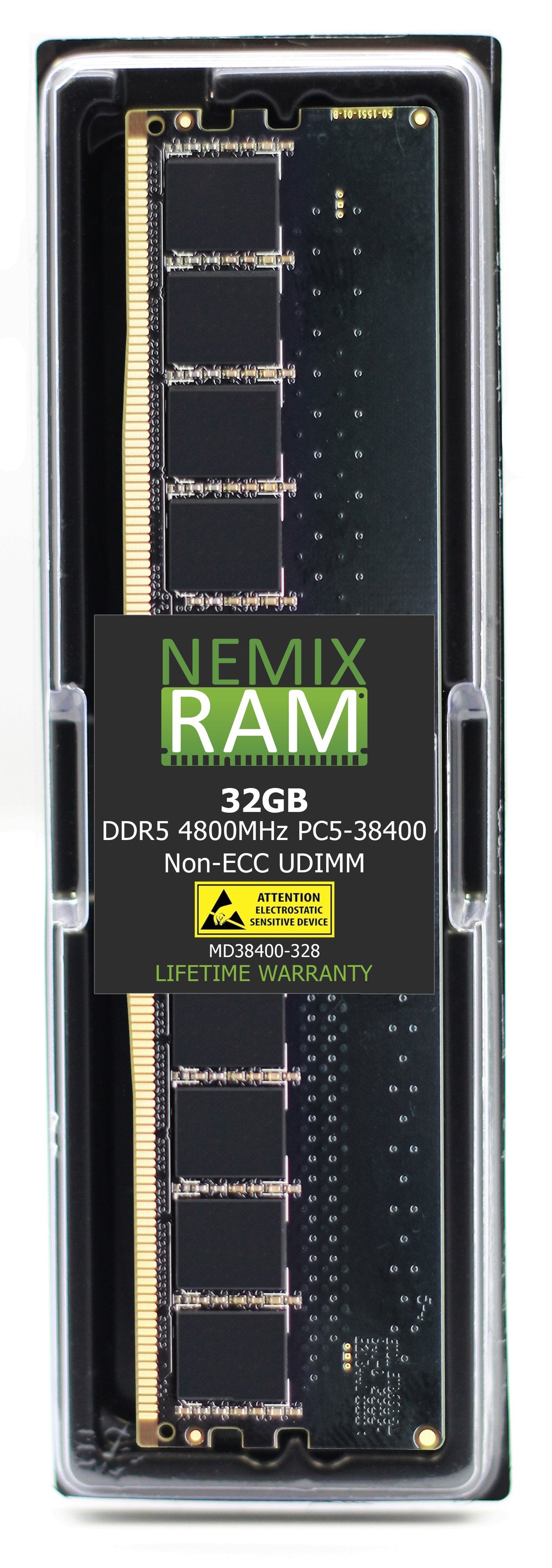 MEM-DR532L-CL01-UN48 32GB 288-Pin DDR5 4800 (PC5-38400) 2Rx8 Non-ECC UDIMM