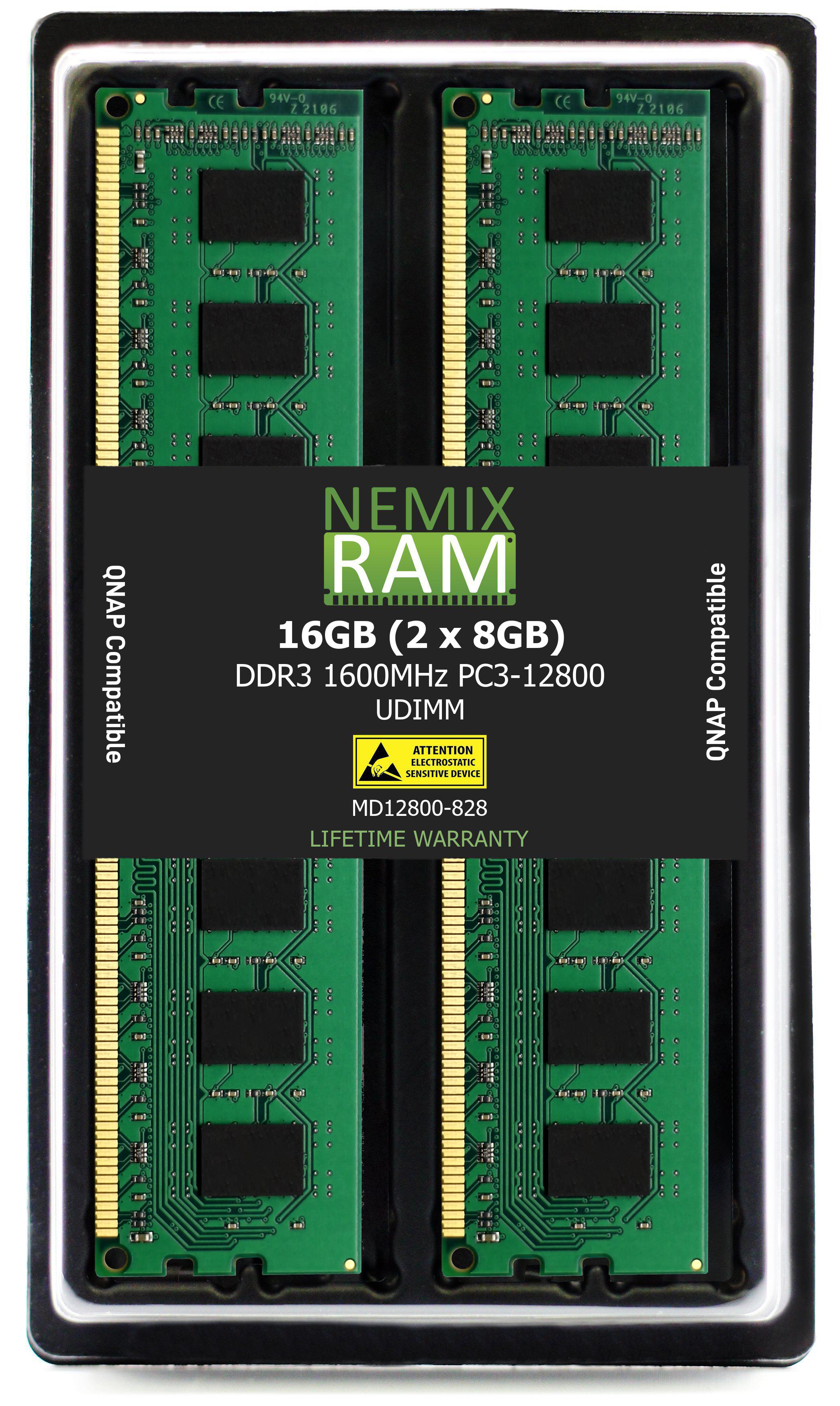 QNAP RAM-8GDR3-LD-1600 8GB DDR3 1600MHz PC3-12800 UDIMM 2Rx8 Compatible Memory