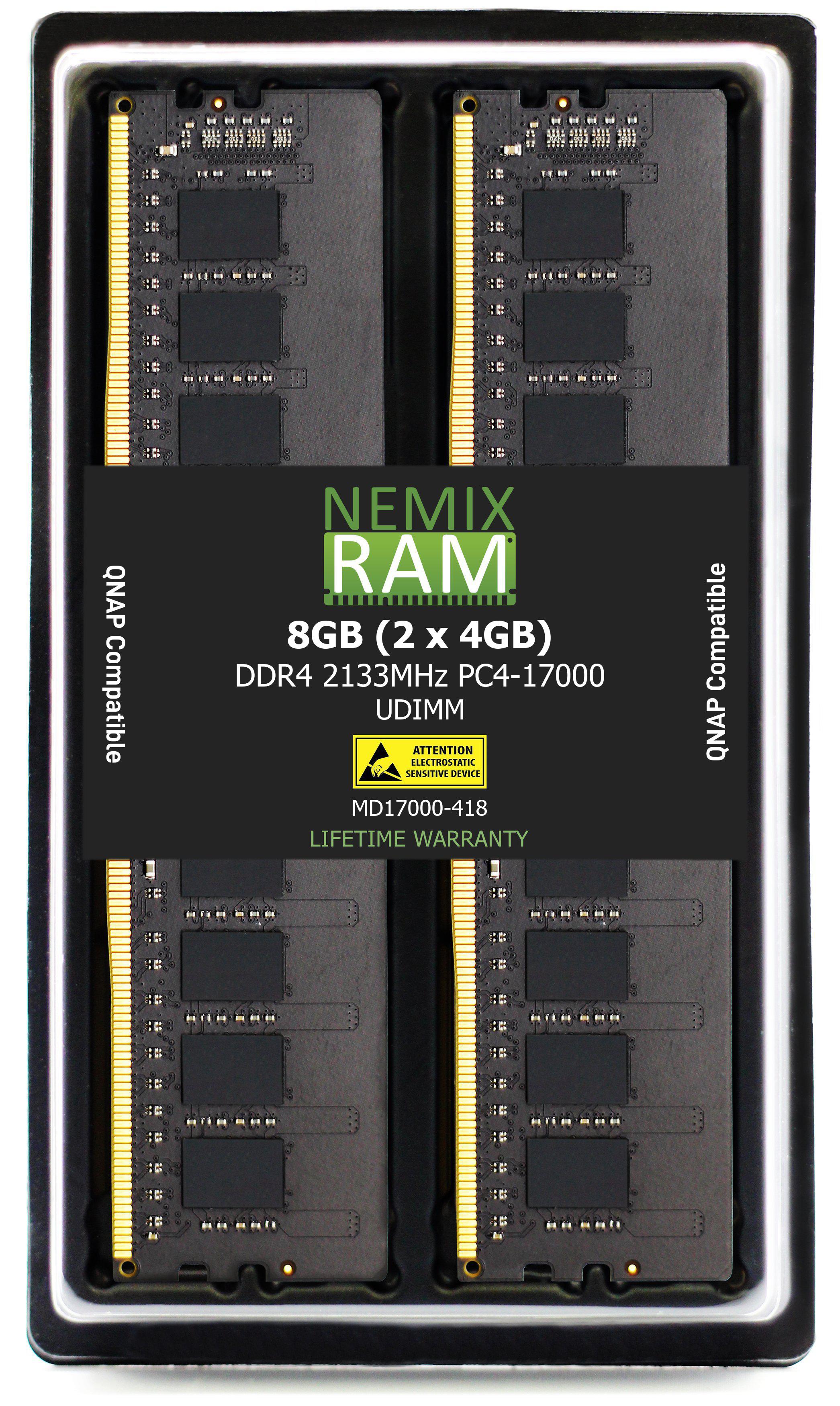 QNAP RAM-4GDR4-LD-2133 4GB DDR4 2133MHz PC4-17000 UDIMM 1Rx8 Compatible Memory