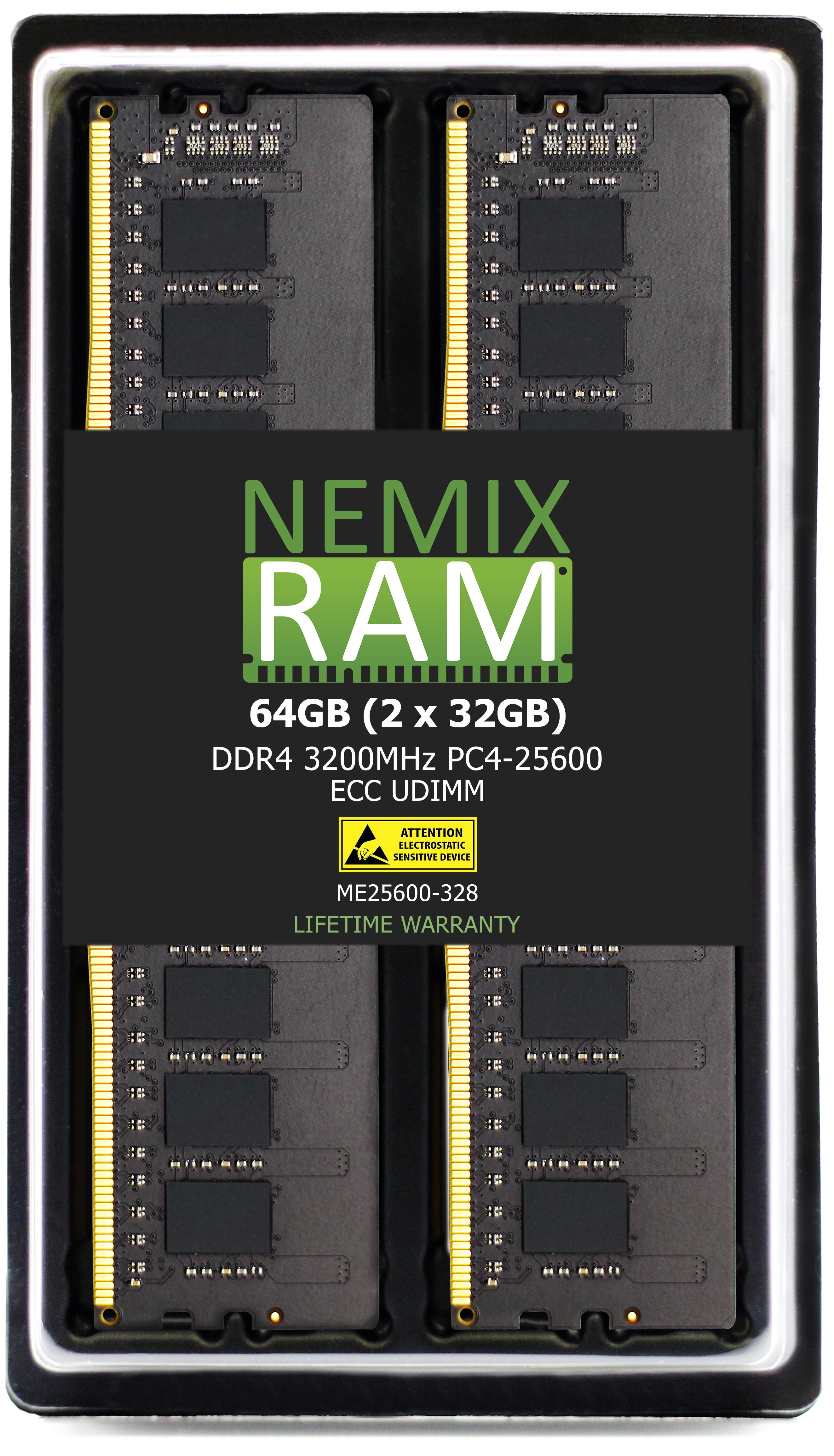 QNAP RAM-32GDR4ECT0-UD-3200 32GB DDR4 3200MHz PC4-25600 ECC UDIMM 2Rx8 Compatible Memory